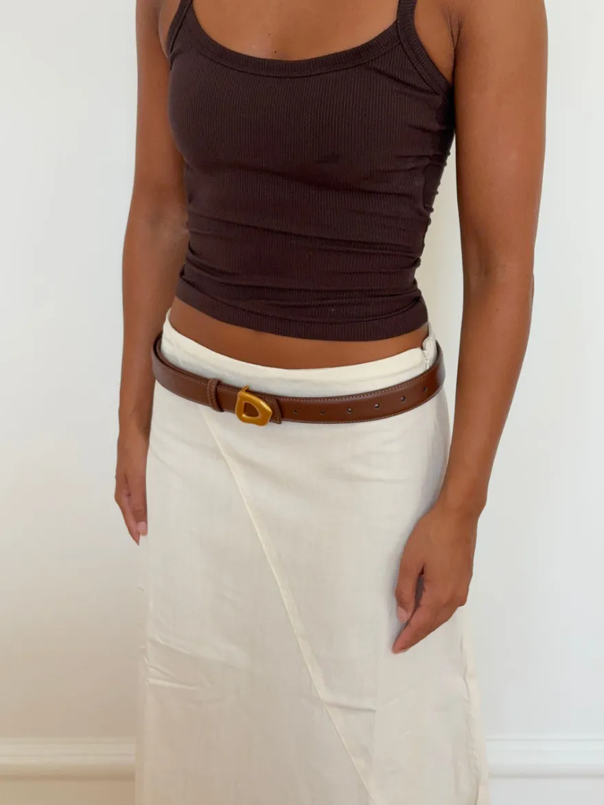 Design By Si Forma bælte - Brun/guld Sale