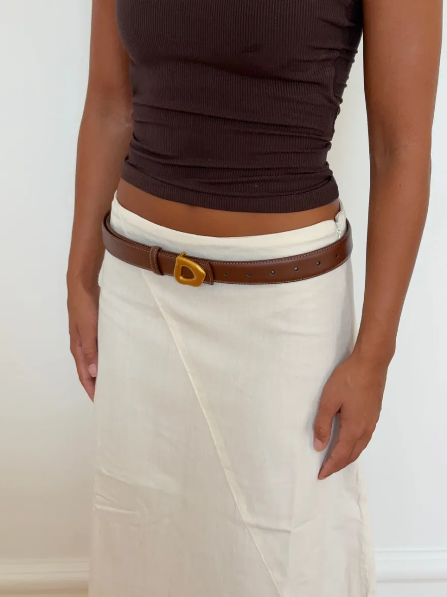 Design By Si Forma bælte - Brun/guld Sale