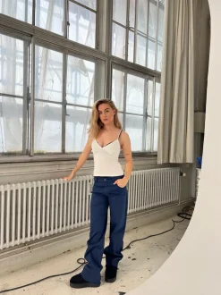 Design By Si Gabardin jacquard jeans - Navy Sale