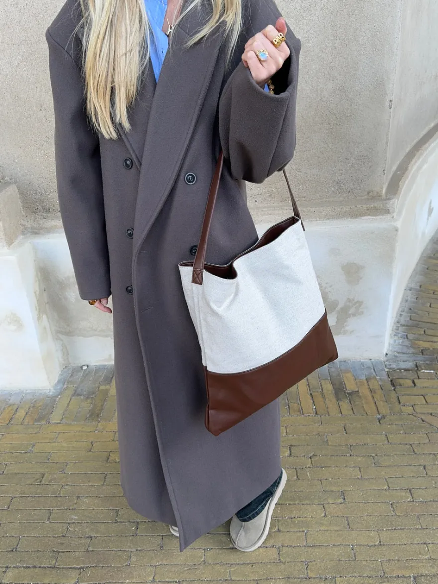Design By Si Genova skuldertaske - Beige/brun Outlet