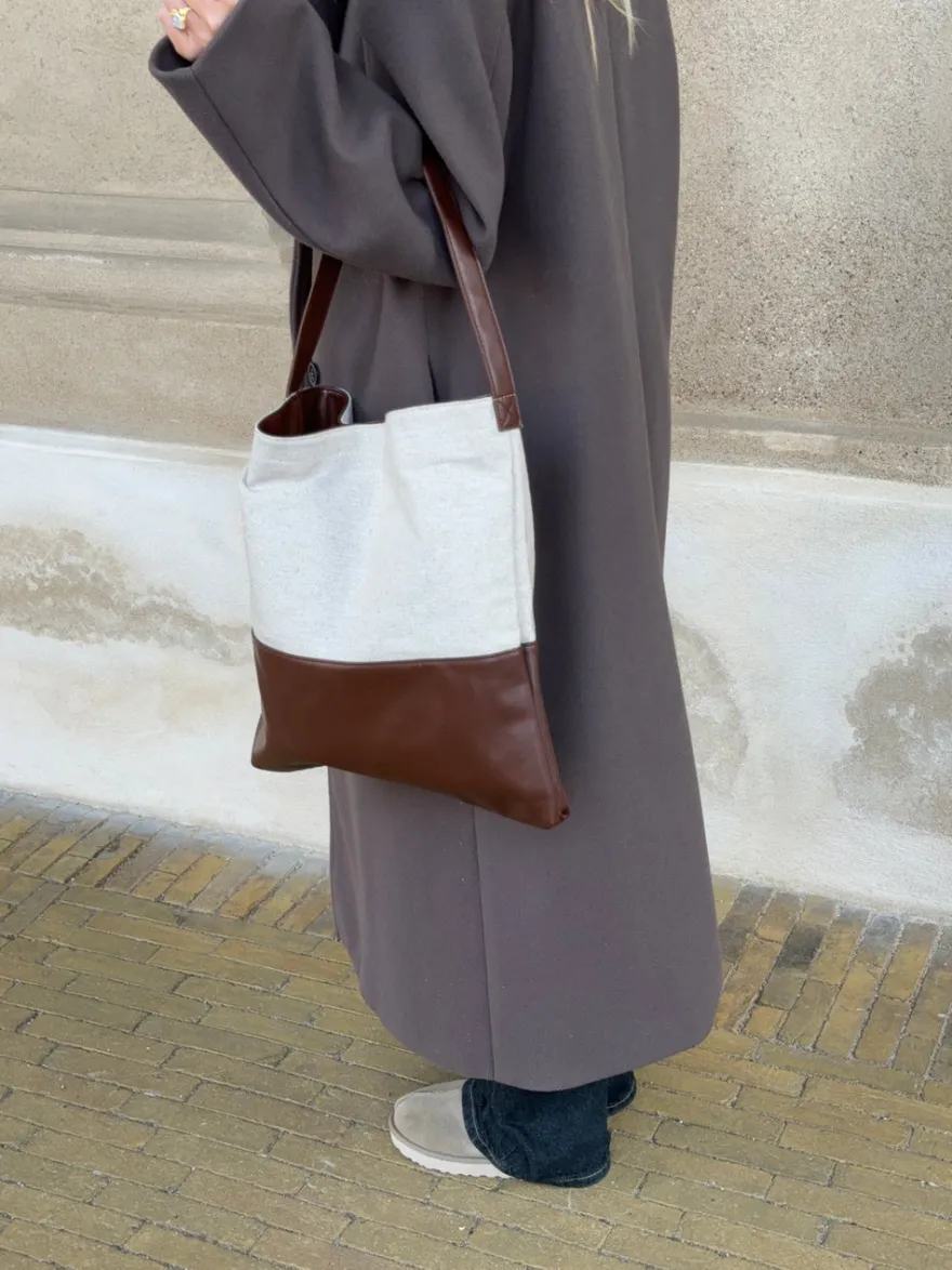 Design By Si Genova skuldertaske - Beige/brun Outlet