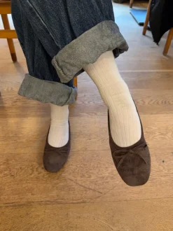 Design By Si Gina ballerina i ruskind - Mørkebrun Hot