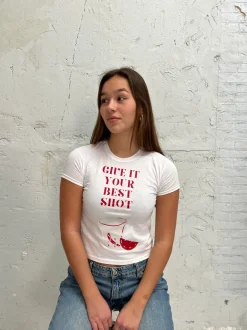 Design By Si Give it your best shot baby tee - Hvid Discount