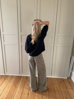 Design By Si Hedvig striktrøje med korte ærmer - Navy Outlet