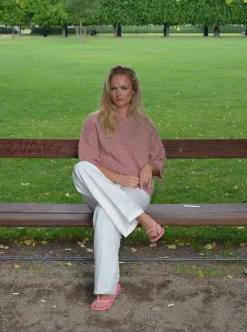 Design By Si Hedvig striktrøje med korte ærmer - Lyserød Discount