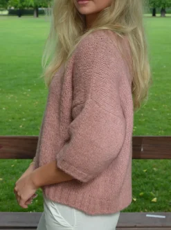 Design By Si Hedvig striktrøje med korte ærmer - Lyserød Discount