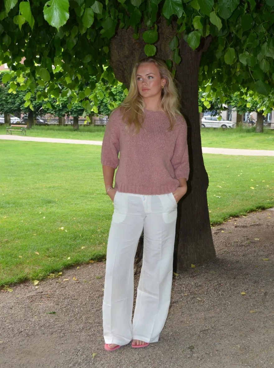 Design By Si Hedvig striktrøje med korte ærmer - Lyserød Discount