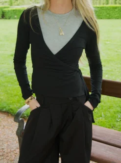 Design By Si Hekla bluse med bindebånd - Sort New