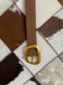 Design By Si Heritage bælte i imiteret ruskind - Brun/guld Outlet