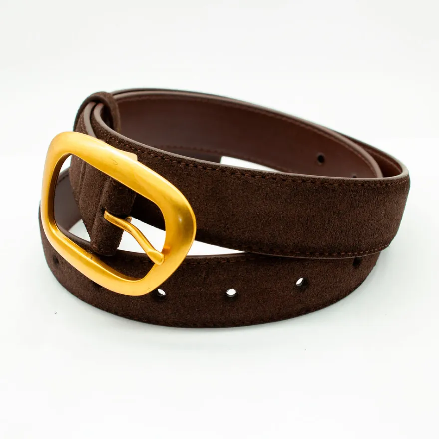 Design By Si Heritage bælte - Mørkebrun/guld Clearance
