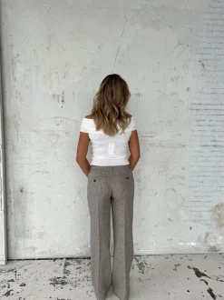 Design By Si Herringbone bukser - Brun/hvid Sale