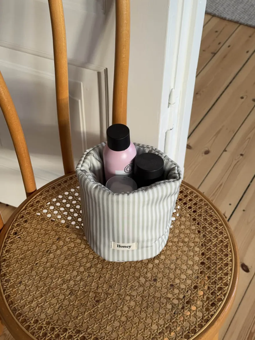 Design By Si Honey lille opbevaring med striber -Hvid/grøn Discount