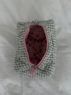 Design By Si Honey lille toilettaske - Hvid/grøn ternet Discount