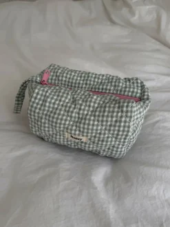 Design By Si Honey lille toilettaske - Hvid/grøn ternet Discount