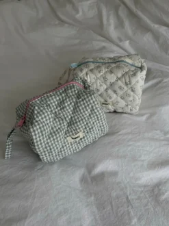 Design By Si Honey lille toilettaske - Hvid/grøn ternet Discount