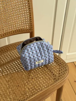 Design By Si Honey lille toilettaske med prikker - Blå/brun New