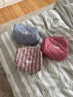 Design By Si Honey lille toilettaske med striber - Blå/brun Outlet