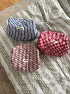 Design By Si Honey lille toilettaske med striber - Blå/brun Outlet