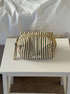 Design By Si Honey lille toilettaske med striber - Beige/grøn New