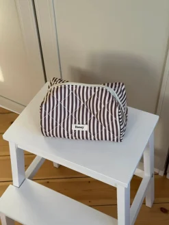Design By Si Honey lille toilettaske med striber - Beige/brun New