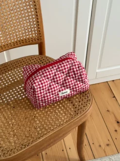 Design By Si Honey lille toilettaske med tern - Hvid/rød Sale