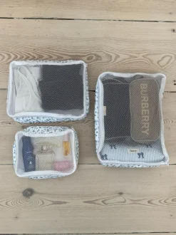 Design By Si Honey packing cubes - Hvid med blå blomster Best