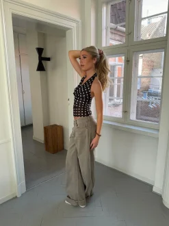 Design By Si Ida top med polkaprikker - Sort/hvid Outlet