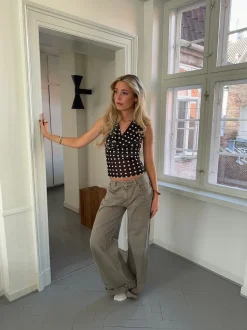 Design By Si Ida top med polkaprikker - Sort/hvid Outlet