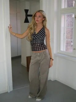 Design By Si Ida top med polkaprikker - Sort/hvid Outlet