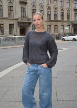 Design By Si Ina striktrøje - Mørk grå Outlet