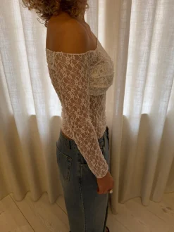Design By Si Inez blondebluse - Hvid Outlet