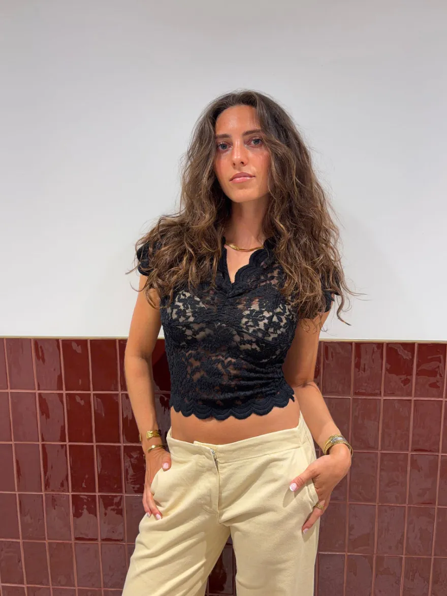 Design By Si Isabel blondetop - Sort Hot