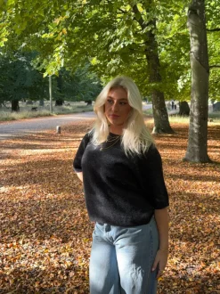 Design By Si Isabell trekvartærmet striktrøje - Mørkegrå Hot
