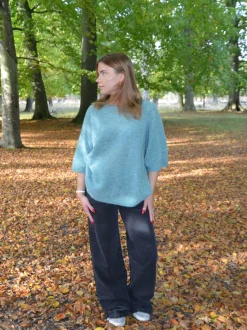 Design By Si Isabell trekvartærmet striktrøje - Blå-grøn