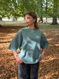 Design By Si Isabell trekvartærmet striktrøje - Blå-grøn