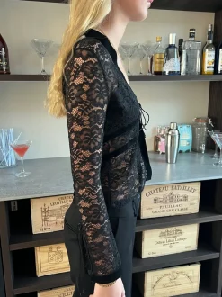 Design By Si Isamara blond bluse med velour - Sort Outlet