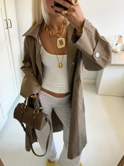 Design By Si Josefine oversized trenchcoat - Mørk beige Best