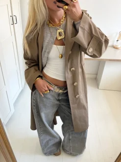 Design By Si Josefine oversized trenchcoat - Mørk beige Best