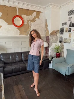 Design By Si Josephine figursyet skjorte med korte ærmer - Rød/hvid Sale