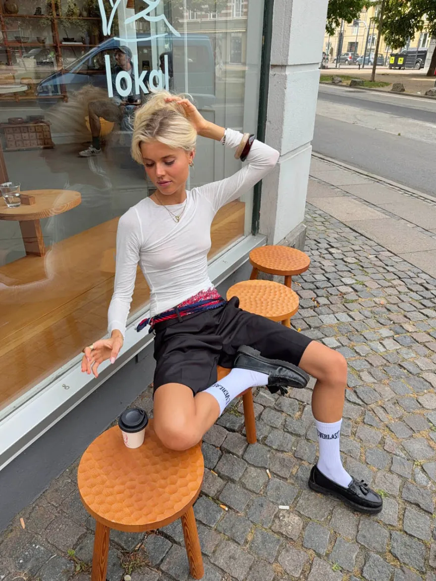 Design By Si Kaia langærmet cashmere bluse - Hvid