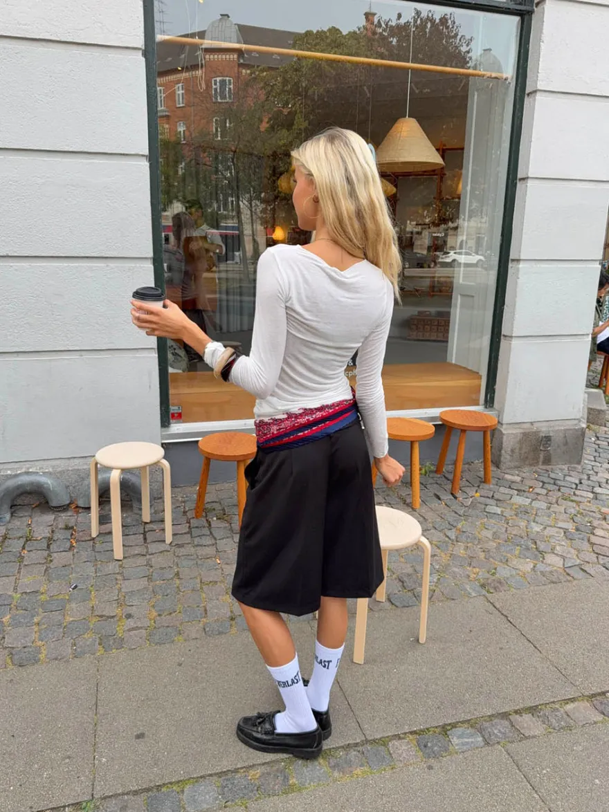 Design By Si Kaia langærmet cashmere bluse - Hvid