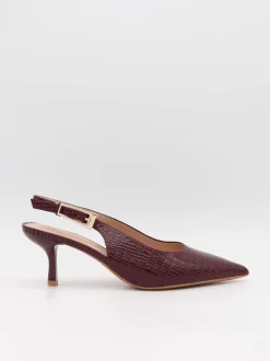 Design By Si Karline slingback mules med krokodilleprint - Mørkerød Best