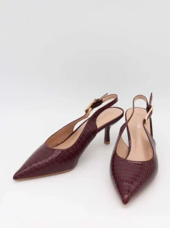 Design By Si Karline slingback mules med krokodilleprint - Mørkerød Best