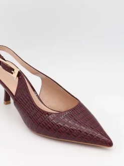 Design By Si Karline slingback mules med krokodilleprint - Mørkerød Best