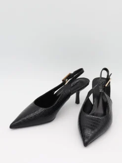 Design By Si Karline slingback mules med krokodilleprint - Sort Best