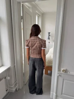 Design By Si Kassandra figursyet skjorte med tern - Brun/hvid