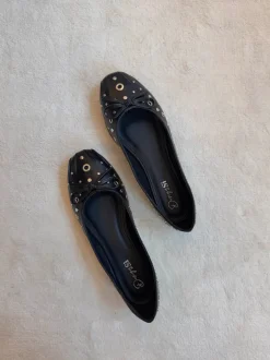 Design By Si Katarine ballerinaer med nitterdetaljer - Sort Clearance