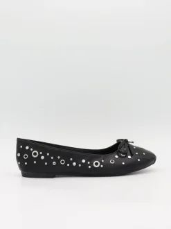 Design By Si Katarine ballerinaer med nitterdetaljer - Sort Clearance