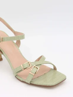 Design By Si Katianna hæle med spændedetaljer - Pastelgrøn Discount
