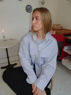 Design By Si Kendall skjorte med striber - Lysegrå/hvid Hot